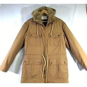 Zero King Men’s 40 Hooded Brown Coat Faux Fur Lined